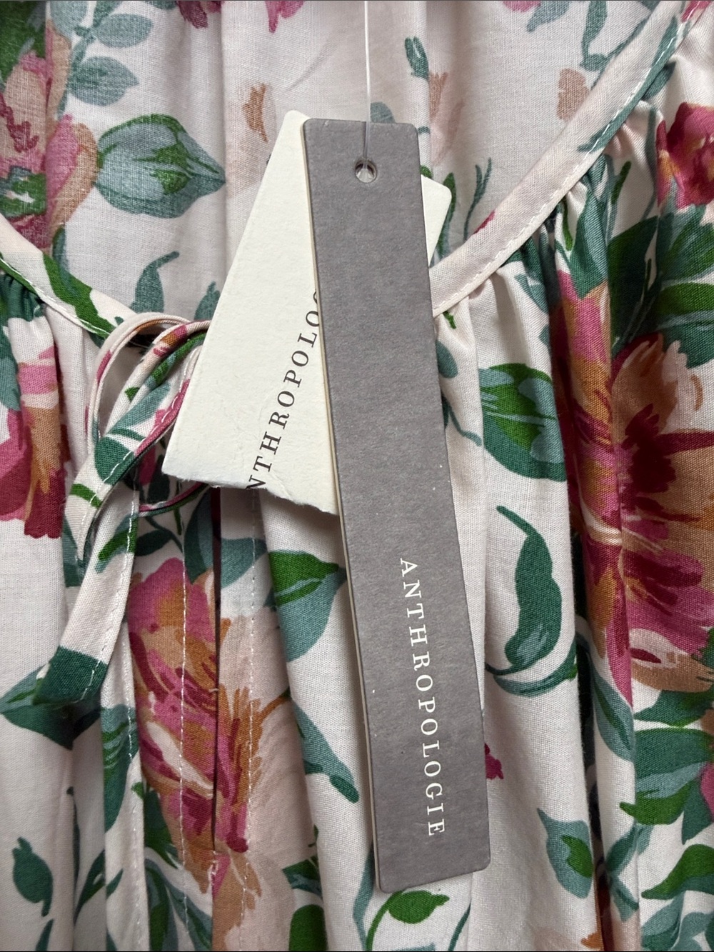 Anthropologie Floral Maxi Dress in Cream and Pink - Picture 4 of 9